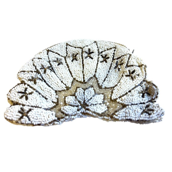 RARE Beautiful Antique Clamshell Beaded Purse, Made In France vintage elegance - Picture 1 of 15
